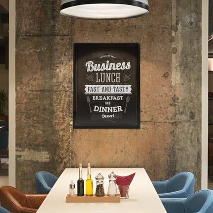 Securit® Universal Wall Chalkboard in Black 70x90 cm Chalkboard Set – Board + Waterproof Markers + Cleaner | Hospitality Trade Pack - hospitality