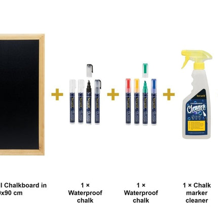 Securit® Universal Wall Chalkboard in Brown 70x90 cm Chalkboard Set – Board + Waterproof Markers + Cleaner | Hospitality Trade Pack - hospitality