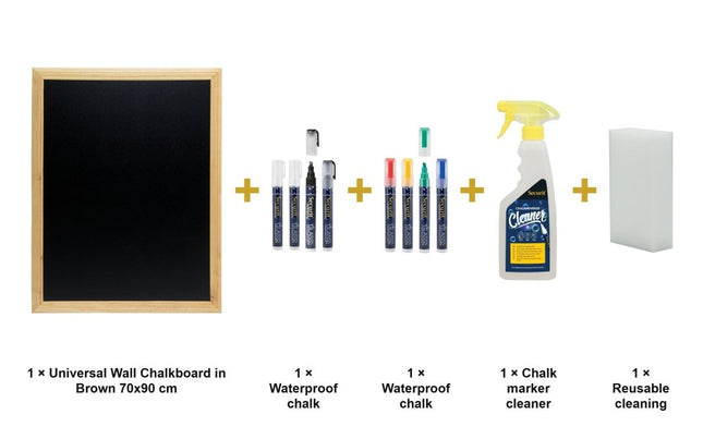 Securit® Universal Wall Chalkboard in Brown 70x90 cm Chalkboard Set – Board + Waterproof Markers + Cleaner | Hospitality Trade Pack - hospitality