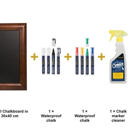 Securit® Universal Wall Chalkboard in Dark Brown 30x40 cm (Pack of 5) Chalkboard Set – Boards + Waterproof Markers + Cleaner | Hospitality Trade Pack - hospitality