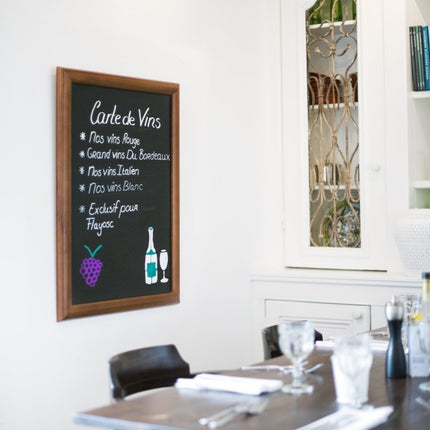 Securit® Universal Wall Chalkboard in Dark Brown 60x80 cm Chalkboard Set – Board + Waterproof Markers + Cleaner | Hospitality Trade Pack - hospitality