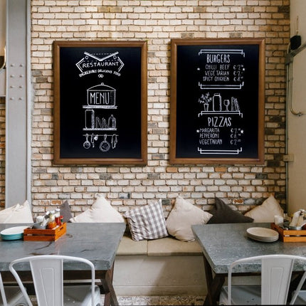 Securit® Universal Wall Chalkboard in Dark Brown 70x90 cm Chalkboard Set – Board + Waterproof Markers + Cleaner | Hospitality Trade Pack - hospitality