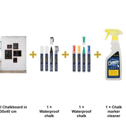Securit® Universal Wall Chalkboard in Mahogany 30x40 cm (Pack of 5) Chalkboard Set – Boards + Waterproof Markers + Cleaner | Hospitality Trade Pack - hospitality
