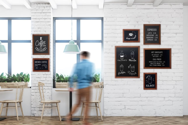 Securit® Universal Wall Chalkboard in Mahogany 30x40 cm (Pack of 5) Chalkboard Set – Boards + Waterproof Markers + Cleaner | Hospitality Trade Pack - hospitality