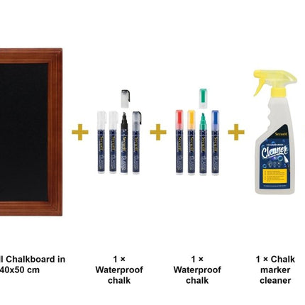 Securit® Universal Wall Chalkboard in Mahogany 40x50 cm (Pack of 5) Chalkboard Set – Boards + Waterproof Markers + Cleaner | Hospitality Trade Pack - hospitality