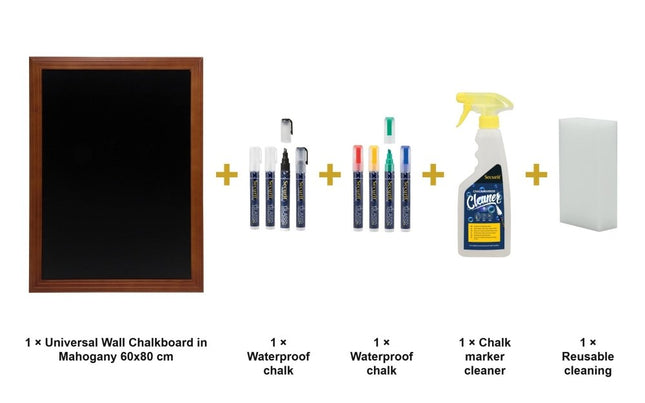 Securit® Universal Wall Chalkboard in Mahogany 60x80 cm Chalkboard Set – Board + Waterproof Markers + Cleaner | Hospitality Trade Pack - hospitality