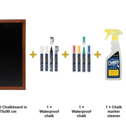 Securit® Universal Wall Chalkboard in Mahogany 70x90 cm Chalkboard Set – Board + Waterproof Markers + Cleaner | Hospitality Trade Pack - hospitality