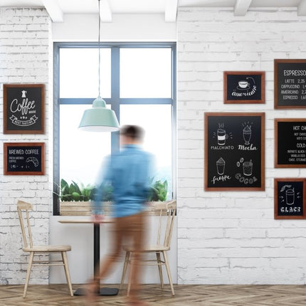 Securit® Universal Wall Chalkboard in Mahogany 70x90 cm Chalkboard Set – Board + Waterproof Markers + Cleaner | Hospitality Trade Pack - hospitality