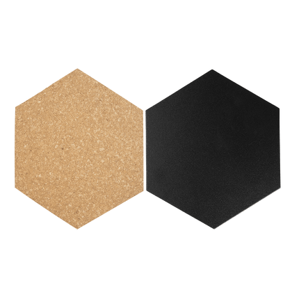 Securit Wall Board Cork And Chalk Hexagons Black Cork 23x20cm Pack Of 6 - hospitality