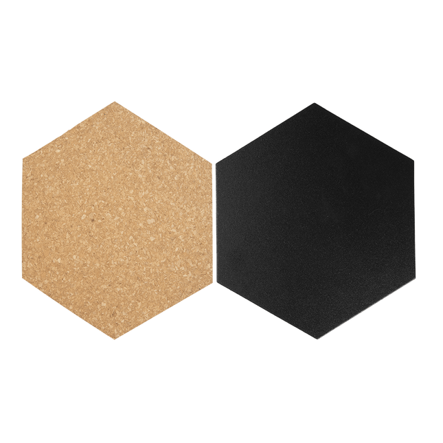 Securit Wall Board Cork And Chalk Hexagons Black Cork 23x20cm Pack Of 6 - hospitality