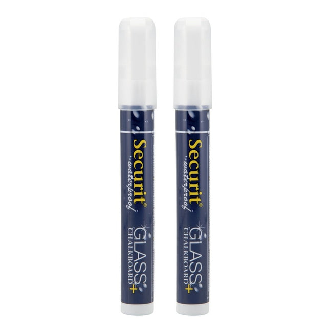 Securit Waterproof Chalk Markers White Set of 12 14.5x1.5x2cm - hospitality