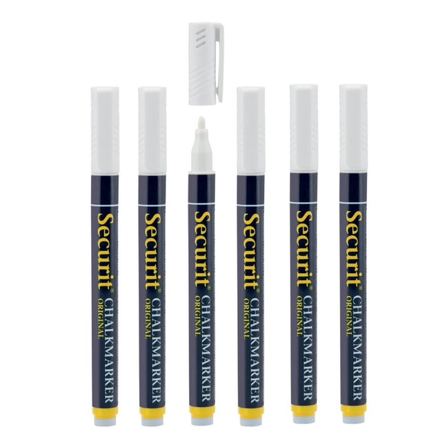 Securit White Chalk Markers Pack Of 12 Blister 14x1x1.5cm - hospitality