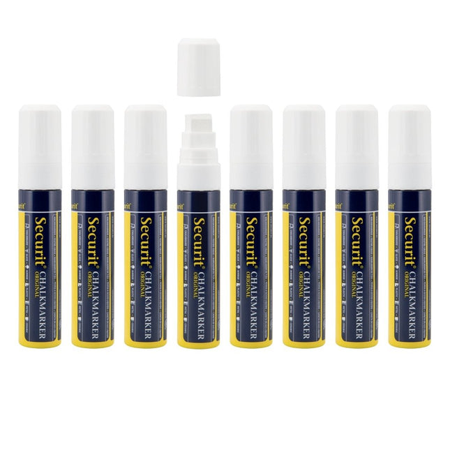 Securit White Chalkmarkers Wallet Pack Of 6 Quick Dry Non Smudge - hospitality