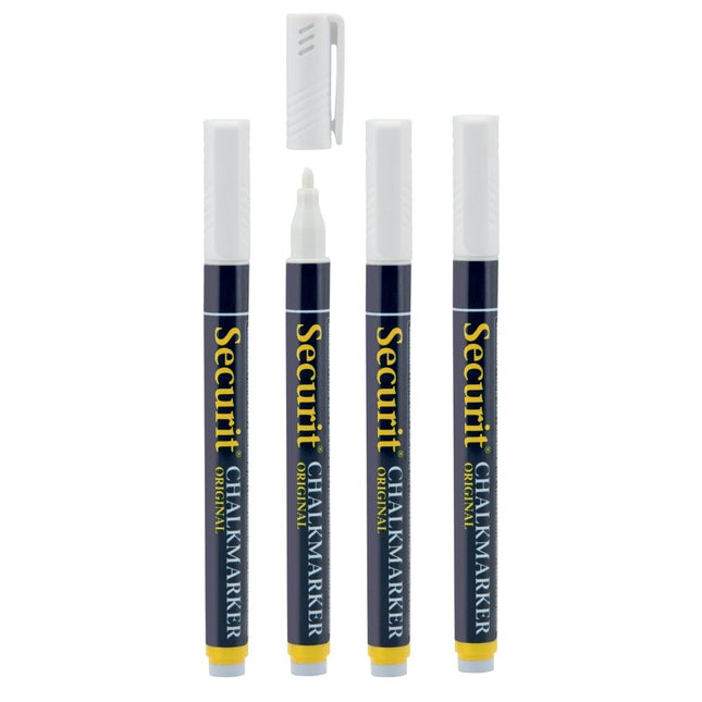Securit White Liquid Chalk Markers Pack Of 12 Blister 14x1x1.5cm - hospitality