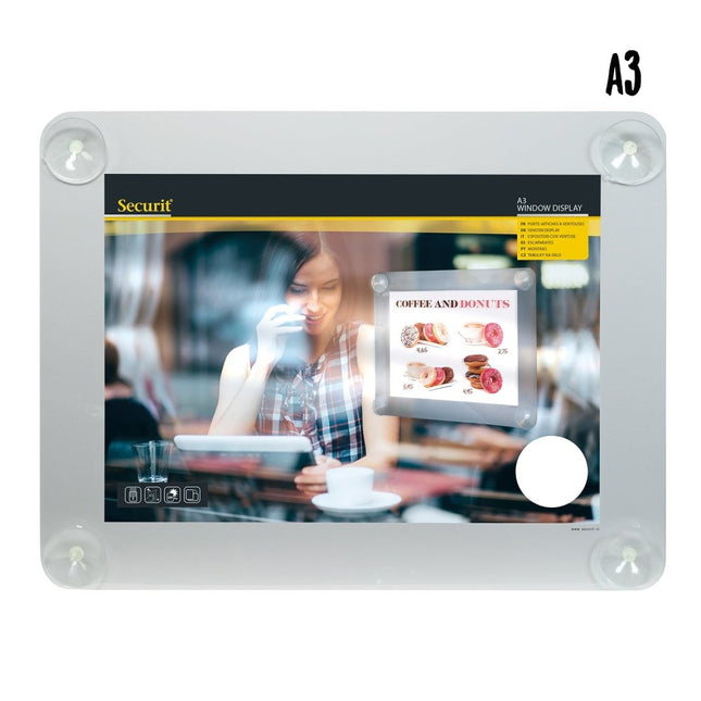 Securit Window Poster Frame Grey A3 Pack Of 6 Double Sided UV Resistant - hospitality
