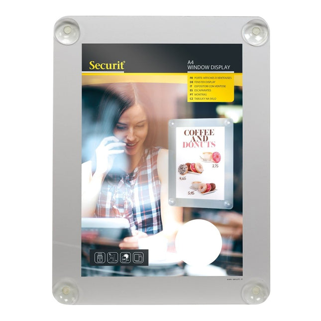 Securit Window Poster Frames Grey 36x27 Pack Of 6 Double Sided UV Resistant - hospitality