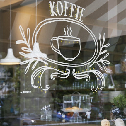 Securit® Window Stencils – A2 Coffee & Restaurant Window Designs – White – Pack of 6 | Professional Chalk Markers - hospitality