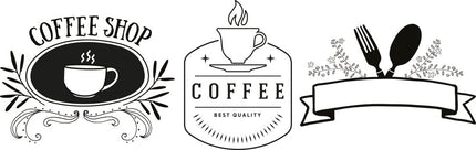 Securit® Window Stencils – A2 Coffee & Restaurant Window Designs – White – Pack of 6 | Professional Chalk Markers - hospitality
