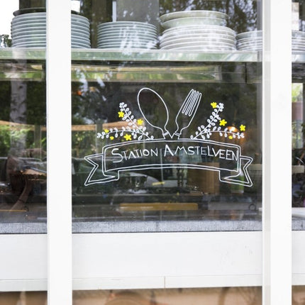 Securit® Window Stencils – A2 Coffee & Restaurant Window Designs – White – Pack of 6 | Professional Chalk Markers - hospitality