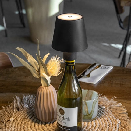 Securit® Wireless Table Bottle Lamp Paris in Black – Pack of 8 | Hospitality Table Lighting - hospitality