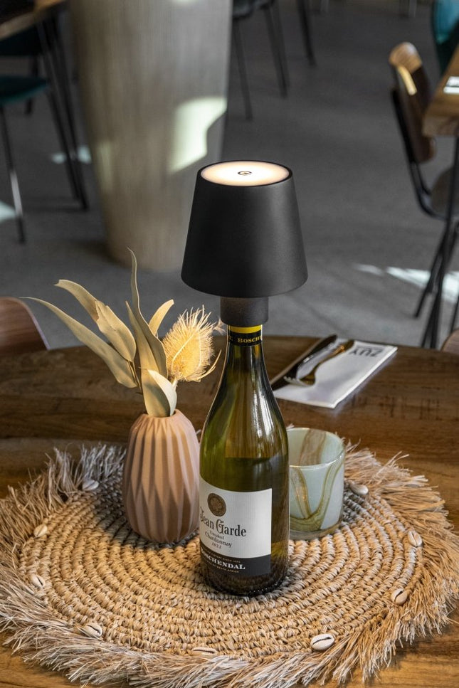 Securit® Wireless Table Bottle Lamp Paris in Black – Pack of 8 | Hospitality Table Lighting - hospitality
