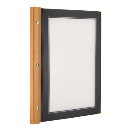 Securit® Wood A4 Black Menu Set – 10 Menu Holders + 20 Extra Pouches | Hospitality Trade Pack - hospitality