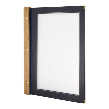 Securit® Wood A4 Blue Menu Set – 10 Menu Holders + 20 Extra Pouches | Hospitality Trade Pack - hospitality
