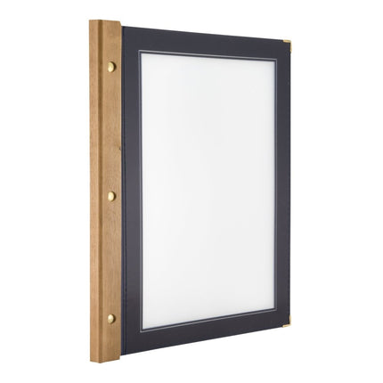Securit® Wood A4 Blue Menu Set – 10 Menu Holders + 20 Extra Pouches | Hospitality Trade Pack - hospitality