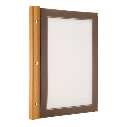 Securit® Wood A4 Brown Menu Set – 10 Menu Holders + 20 Extra Pouches | Hospitality Trade Pack - hospitality