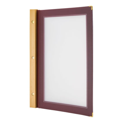 Securit® Wood A4 Wine Red Menu Set – 10 Menu Holders + 20 Extra Pouches | Hospitality Trade Pack - hospitality