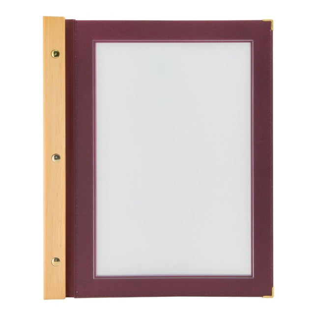 Securit® Wood A4 Wine Red Menu Set – 10 Menu Holders + 20 Extra Pouches | Hospitality Trade Pack - hospitality