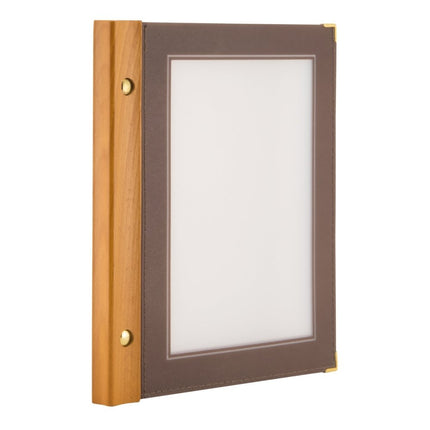 Securit® Wood A5 Brown Menu Set – 10 Menu Holders + 20 Extra Pouches | Hospitality Trade Pack - hospitality