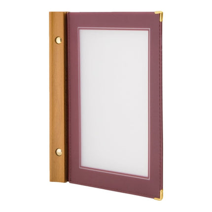 Securit® Wood A5 Wine Red Menu Set – 10 Menu Holders + 20 Extra Pouches | Hospitality Trade Pack - hospitality