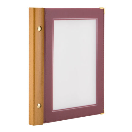 Securit® Wood A5 Wine Red Menu Set – 10 Menu Holders + 20 Extra Pouches | Hospitality Trade Pack - hospitality