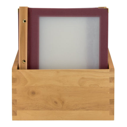 Securit Wood Menu Holders Box Wine Red With Frosted Windows And Expandable A4 - hospitality