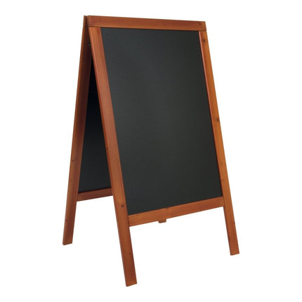 Securit® Woody Large Pinewood Pavement Board in Mahogany 120 cm Lit Pavement Sign Set – Board + LED Lamp + Wind Stopper + Markers | Hospitality Trade Pack - hospitality