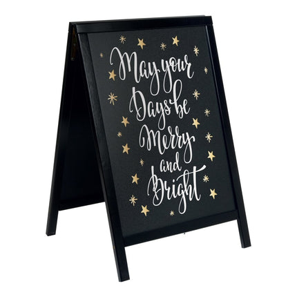 Securit® Woody Small Pinewood Pavement Board in Black 85 cm Chalkboard Set – Board + Waterproof Markers + Cleaner | Hospitality Trade Pack - hospitality