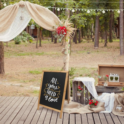 Securit® Woody Small Pinewood Pavement Board in Teak 85 cm Chalkboard Set – Board + Waterproof Markers + Cleaner | Hospitality Trade Pack - hospitality