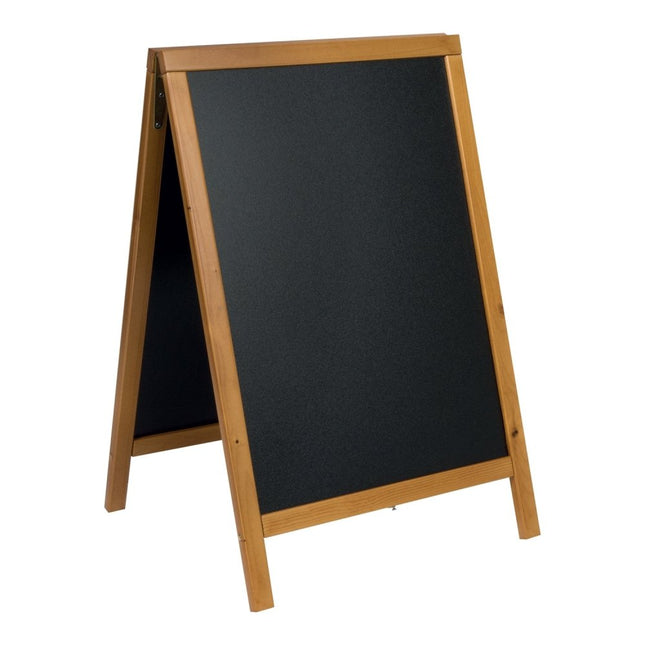 Securit® Woody Small Pinewood Pavement Board in Teak 85 cm Chalkboard Set – Board + Waterproof Markers + Cleaner | Hospitality Trade Pack - hospitality