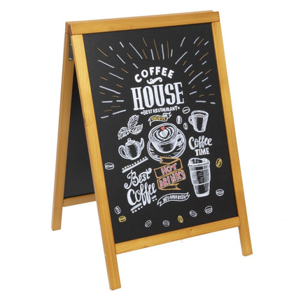Securit® Woody Small Pinewood Pavement Board in Teak 85 cm Chalkboard Set – Board + Waterproof Markers + Cleaner | Hospitality Trade Pack - hospitality