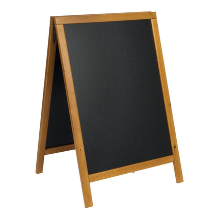 Securit® Woody Small Pinewood Pavement Board in Teak 85 cm Chalkboard Set – Board + Waterproof Markers + Cleaner | Hospitality Trade Pack - hospitality