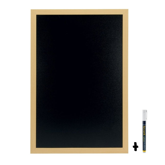 Securit Woody Teak Wall Chalkboards 60x40x1cm Pack of 6 With Mounting Kit - hospitality