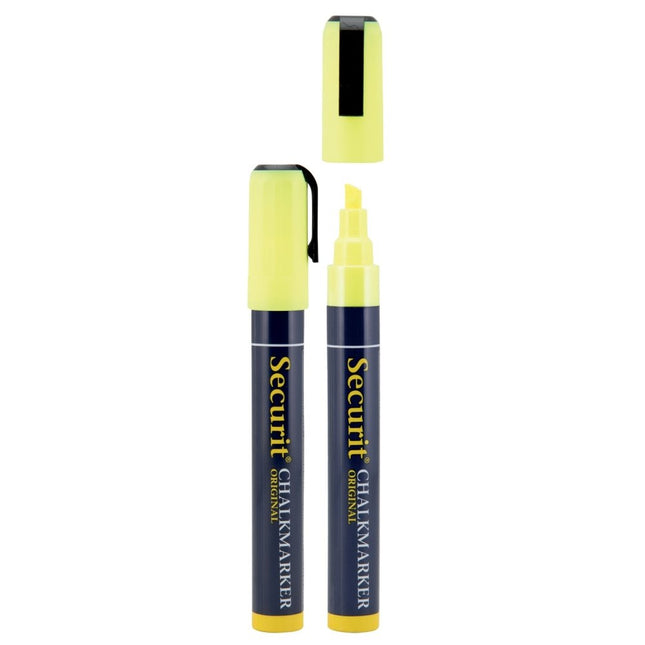 Securit Yellow Chalk Markers Blister Pack 18 2 To 6mm Nib Non Smudging - hospitality
