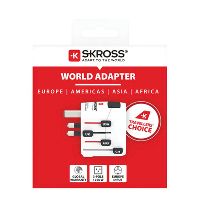 SKROSS Pro 3-Pole World Travel Adapter - hospitality