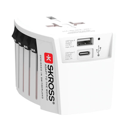 SKROSS World Travel Adapter MUV 2-pole with USB A and C - hospitality