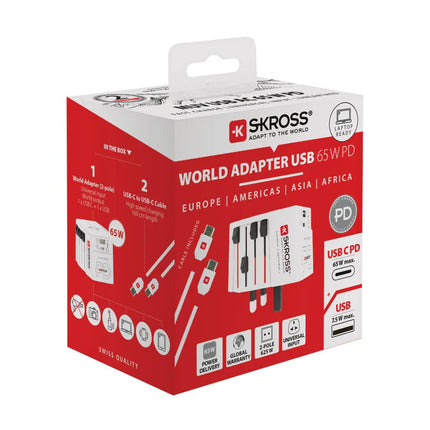 SKROSS World Travel Adapter MUV 65W PD with USB C Cable - hospitality