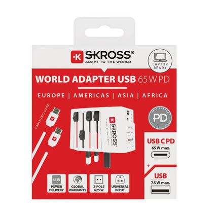SKROSS World Travel Adapter MUV 65W PD with USB C Cable - hospitality