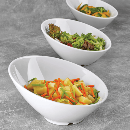 Slanted bowl made of melamine, white, 233x(h)125mm - hospitality
