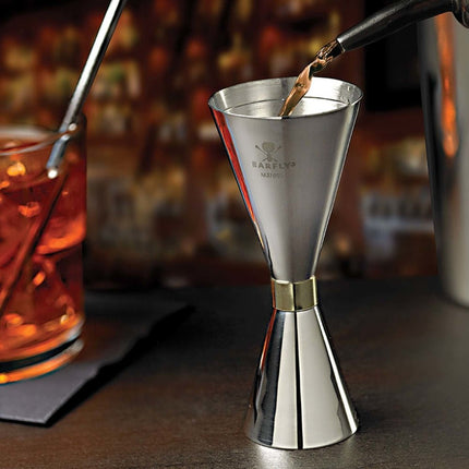 Slim Style jigger, stainless w/gold band, 2 oz., Barfly - hospitality