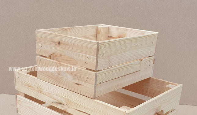 Small pine wood crate with custom wood designs